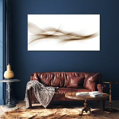Tableau imprimé sur verre Vagues dorées sur fond blanc