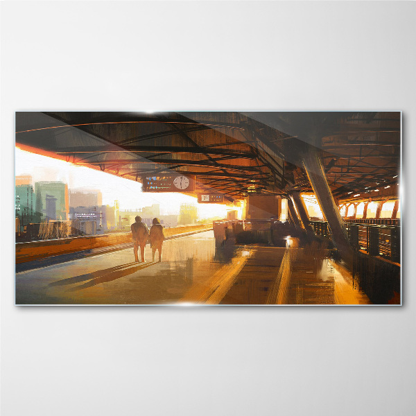Tableau en verre Heures d'or à la gare