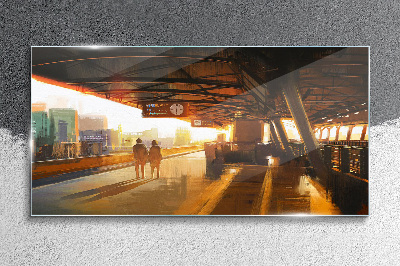 Tableau en verre Heures d'or à la gare