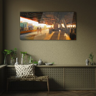 Tableau en verre Heures d'or à la gare