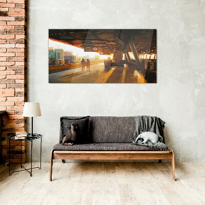 Tableau en verre Heures d'or à la gare