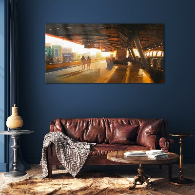 Tableau en verre Heures d'or à la gare