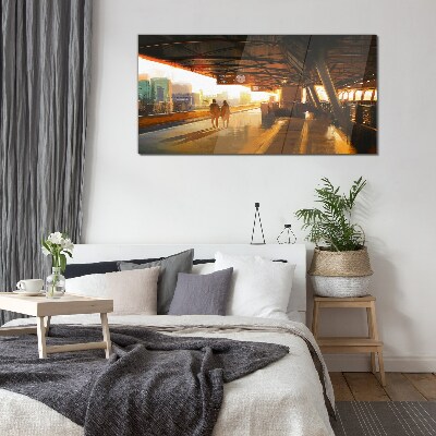 Tableau en verre Heures d'or à la gare