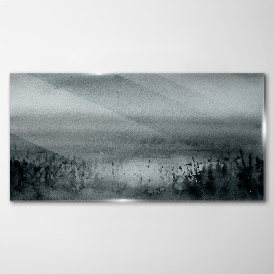 Tableau imprimé sur verre Paysage gris-rocheux et brumeux