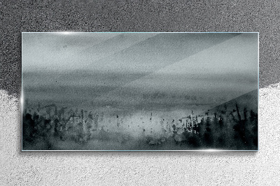 Tableau imprimé sur verre Paysage gris-rocheux et brumeux
