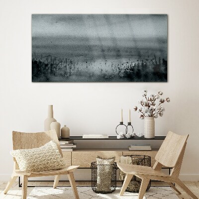 Tableau imprimé sur verre Paysage gris-rocheux et brumeux