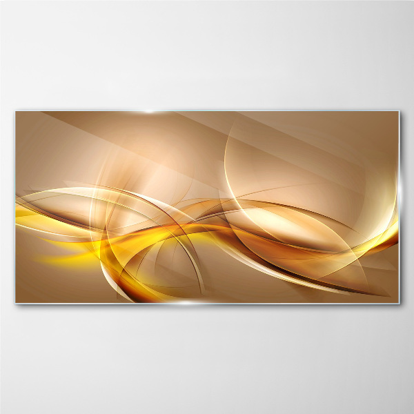Tableau photo sur verre Vagues dorées de l'abstraction