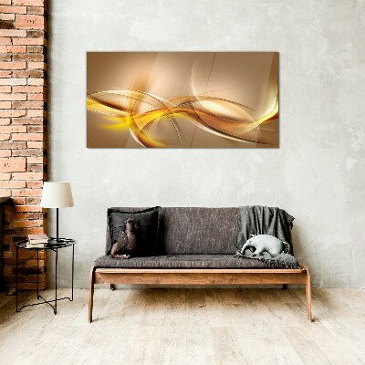 Tableau photo sur verre Vagues dorées de l'abstraction