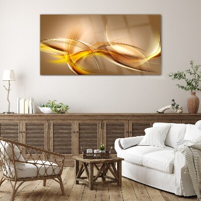 Tableau photo sur verre Vagues dorées de l'abstraction