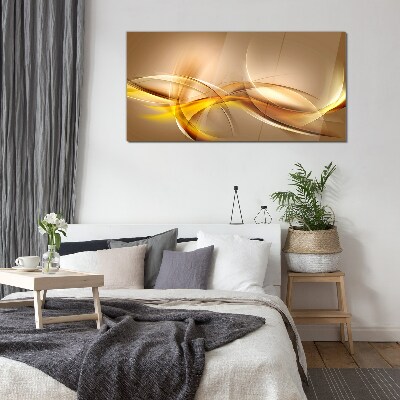 Tableau photo sur verre Vagues dorées de l'abstraction