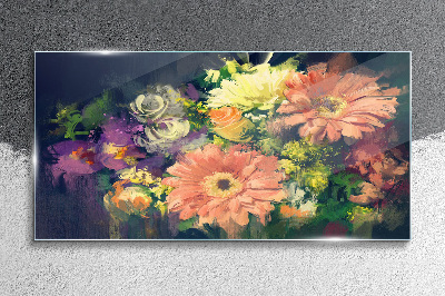 Tableau sur verre Une explosion florale de couleurs