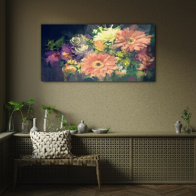 Tableau sur verre Une explosion florale de couleurs