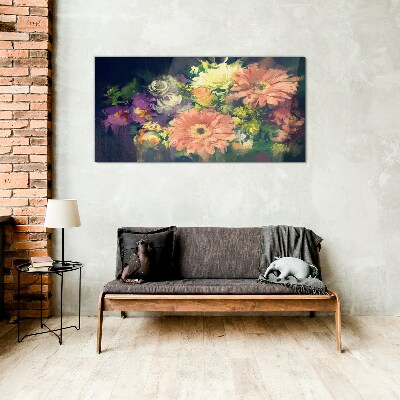 Tableau sur verre Une explosion florale de couleurs