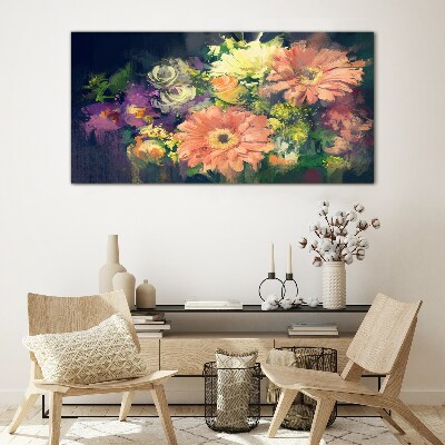 Tableau sur verre Une explosion florale de couleurs
