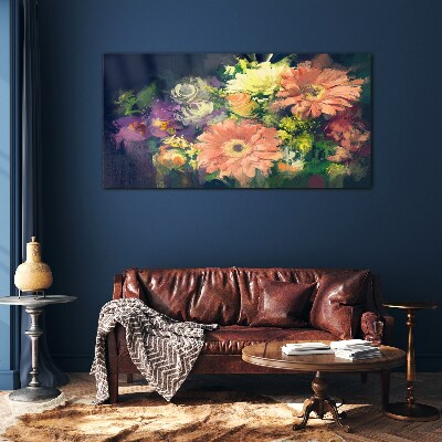 Tableau sur verre Une explosion florale de couleurs