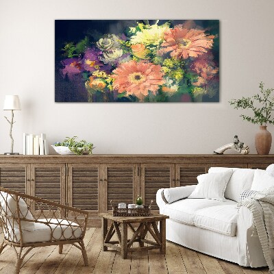Tableau sur verre Une explosion florale de couleurs