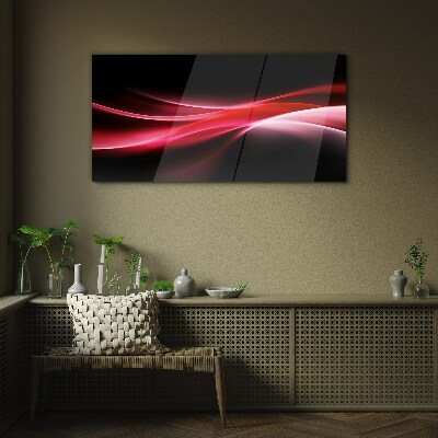 Tableau en verre Vagues dynamiques de rouge et de noir