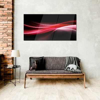 Tableau en verre Vagues dynamiques de rouge et de noir