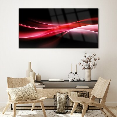 Tableau en verre Vagues dynamiques de rouge et de noir
