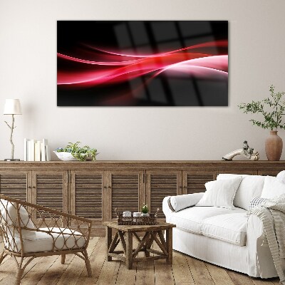 Tableau en verre Vagues dynamiques de rouge et de noir