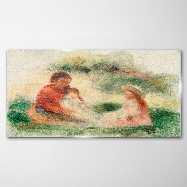 Tableau sur verre Famille aux couleurs pastel