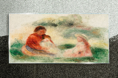 Tableau sur verre Famille aux couleurs pastel