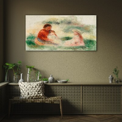 Tableau sur verre Famille aux couleurs pastel