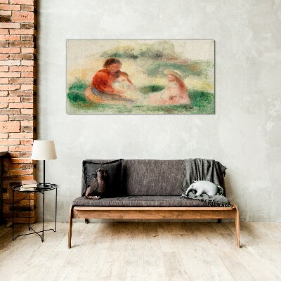 Tableau sur verre Famille aux couleurs pastel