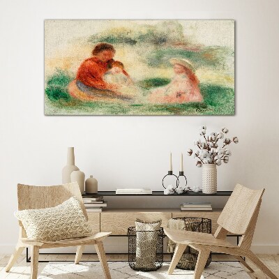 Tableau sur verre Famille aux couleurs pastel