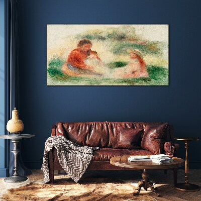 Tableau sur verre Famille aux couleurs pastel