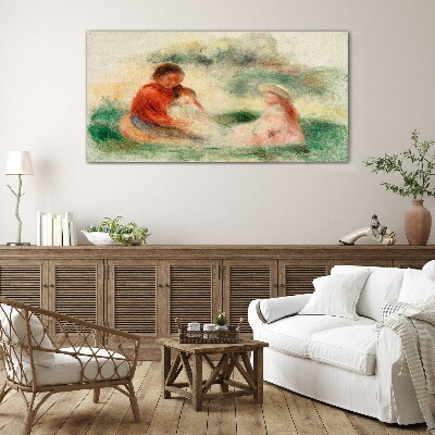 Tableau sur verre Famille aux couleurs pastel