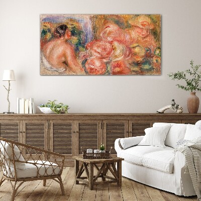 Tableau imprimé sur verre Des fleurs et une femme