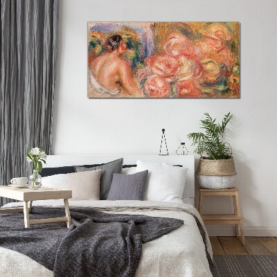 Tableau imprimé sur verre Des fleurs et une femme