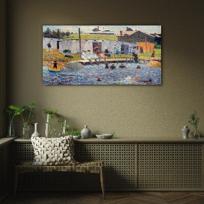 Tableau verre imprimé Une journée d'été au lac