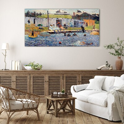 Tableau verre imprimé Une journée d'été au lac