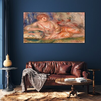 Tableau photo sur verre Un moment de calme avec des fleurs en arrière-plan