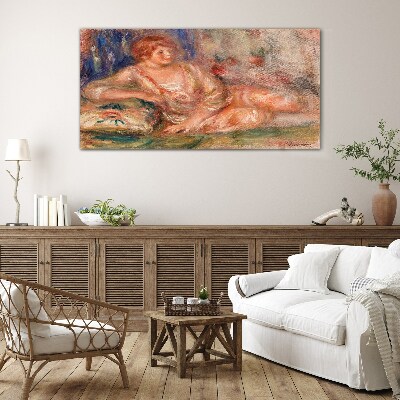 Tableau photo sur verre Un moment de calme avec des fleurs en arrière-plan