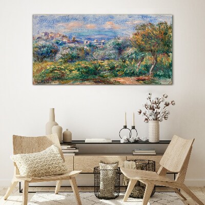 Tableau verre imprimé Paysage avec des oliviers