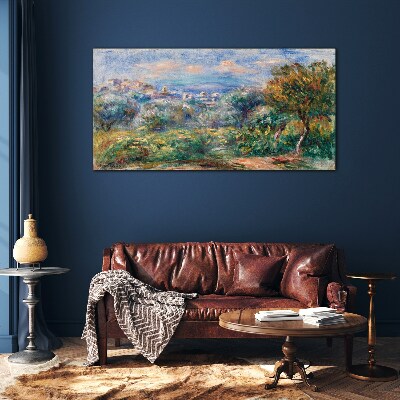 Tableau verre imprimé Paysage avec des oliviers