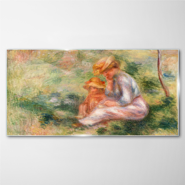 Tableau en verre Mère et fille au soleil d'été