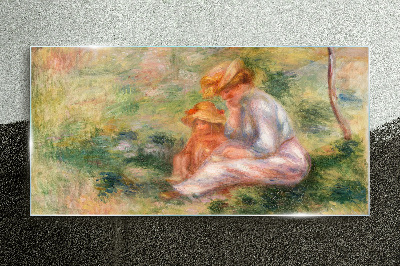 Tableau en verre Mère et fille au soleil d'été