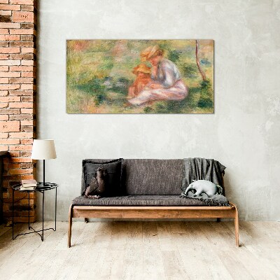 Tableau en verre Mère et fille au soleil d'été