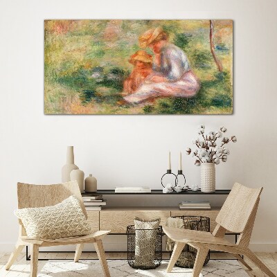 Tableau en verre Mère et fille au soleil d'été