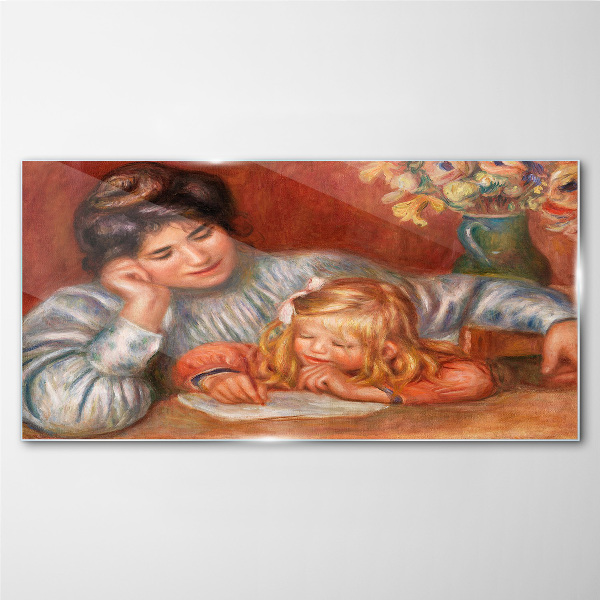Tableau imprimé sur verre Mère et enfant à table