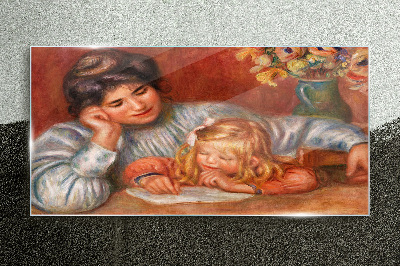 Tableau imprimé sur verre Mère et enfant à table