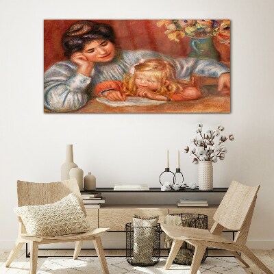 Tableau imprimé sur verre Mère et enfant à table