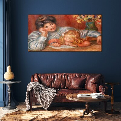 Tableau imprimé sur verre Mère et enfant à table