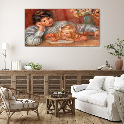 Tableau imprimé sur verre Mère et enfant à table