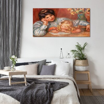 Tableau imprimé sur verre Mère et enfant à table