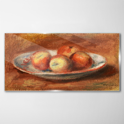 Tableau imprimé sur verre Pommes dans une assiette